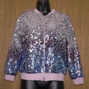 D-signed by Disney Large Multicolor Sequin Jacket Girls size L Great used cond.